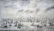 willem van de velde  the younger The Battle of Terheide oil painting reproduction